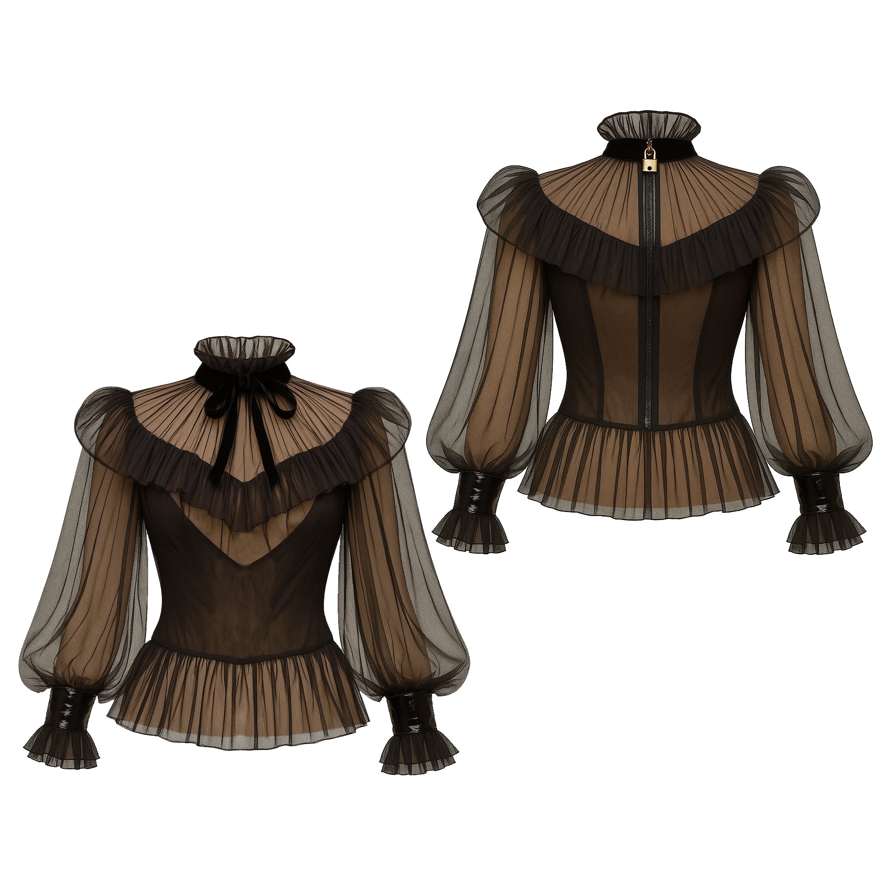 Black Organza Blouse G4118