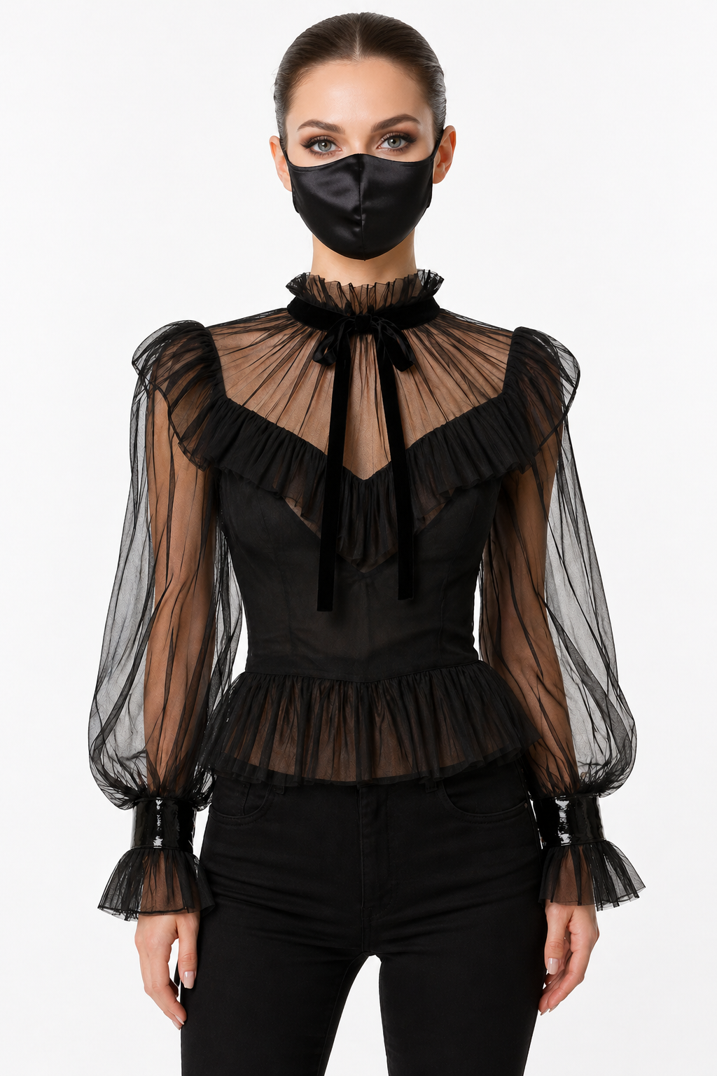 Black Organza Blouse G4118