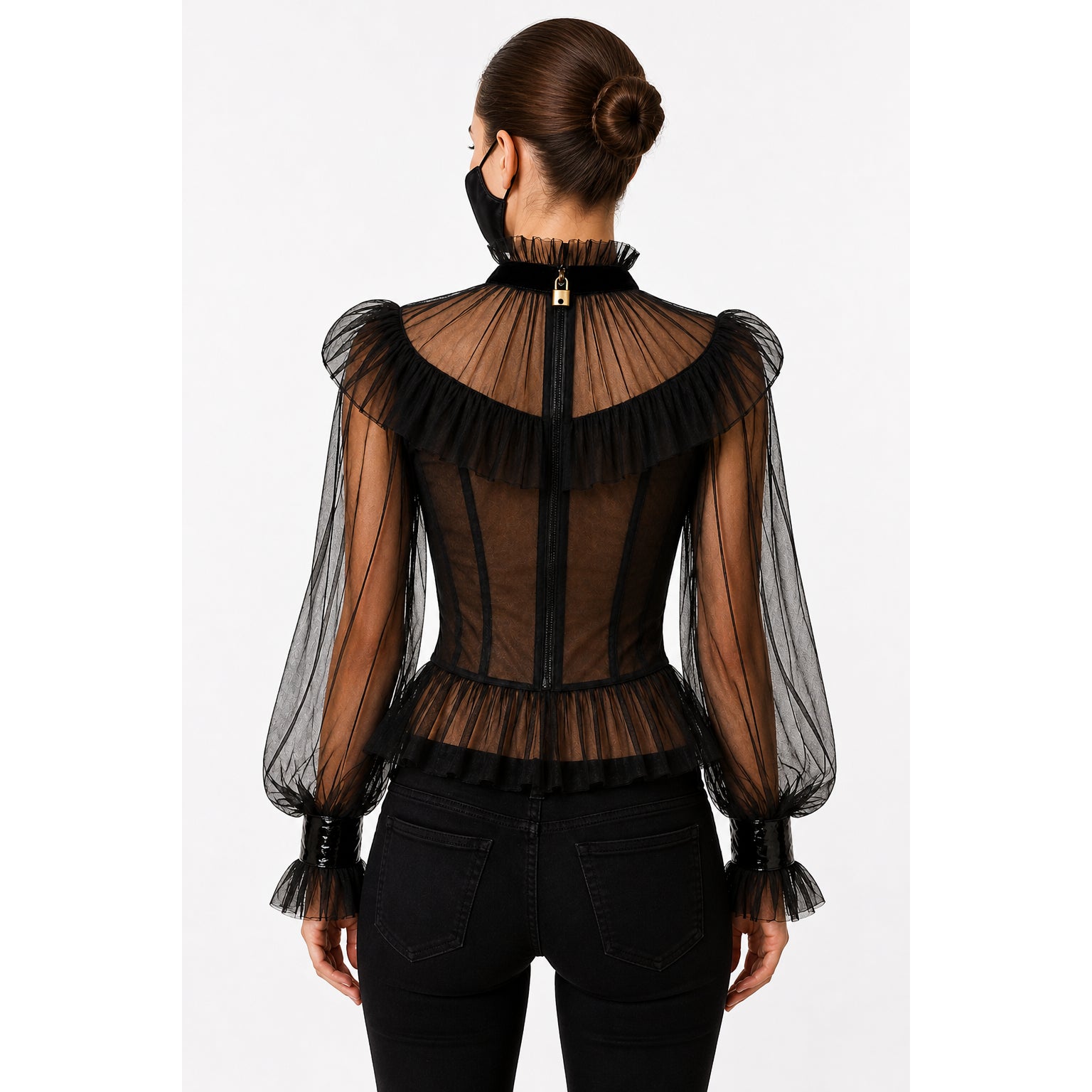 Black Organza Blouse G4118