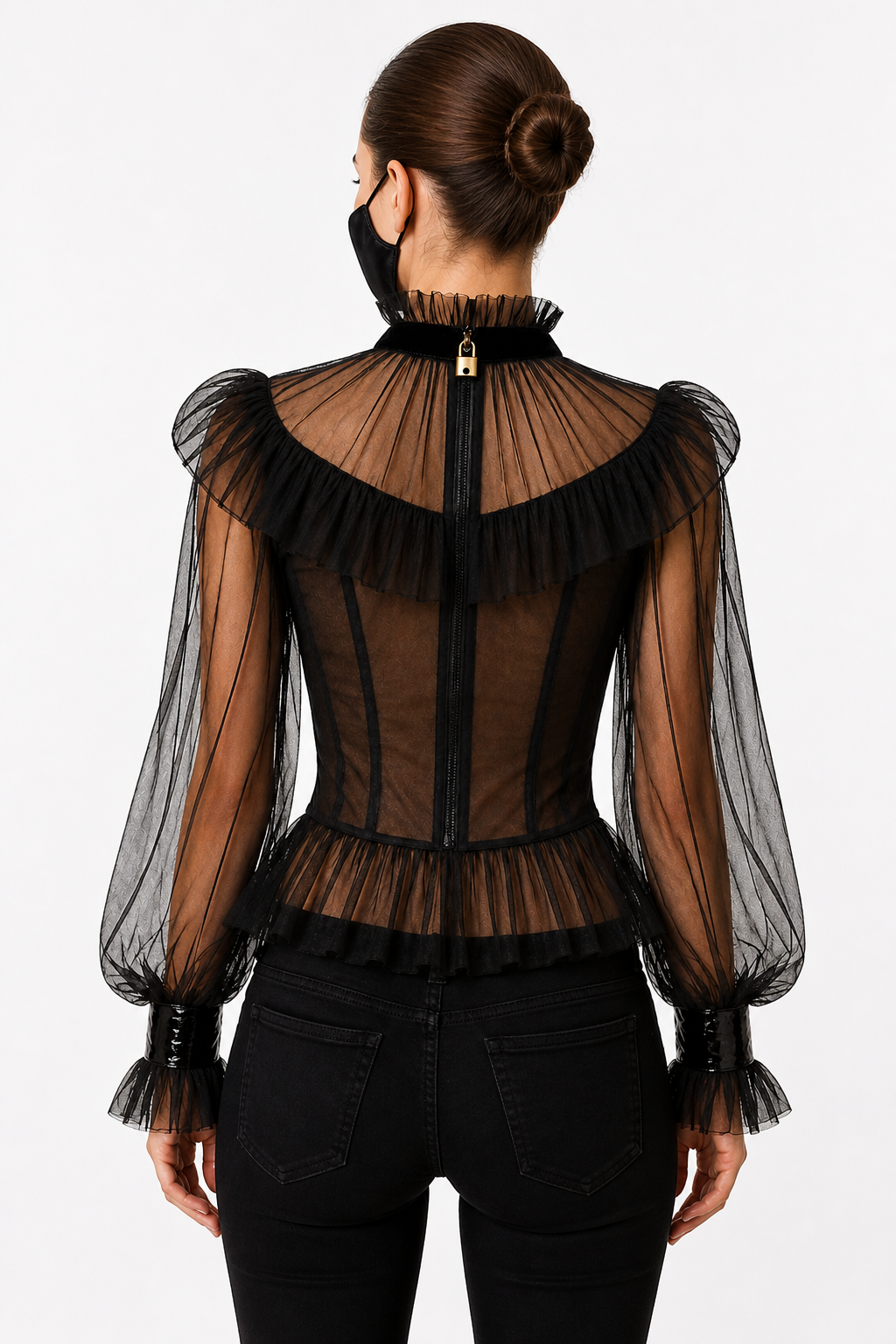 Black Organza Blouse G4118
