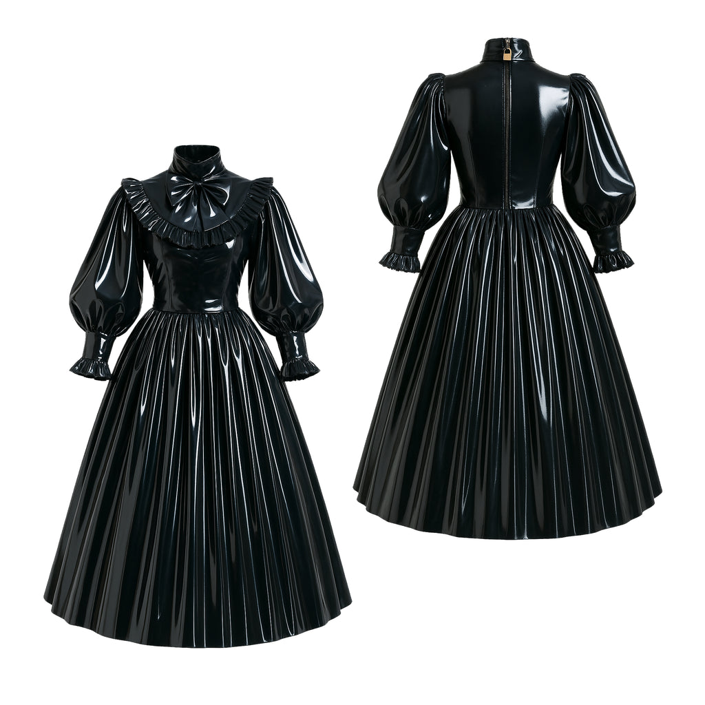 Robe noire moulante en PVC G4119