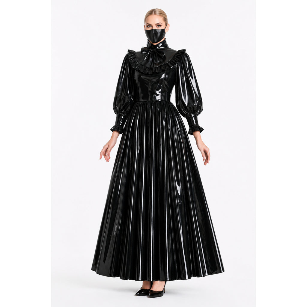 Robe noire moulante en PVC G4119