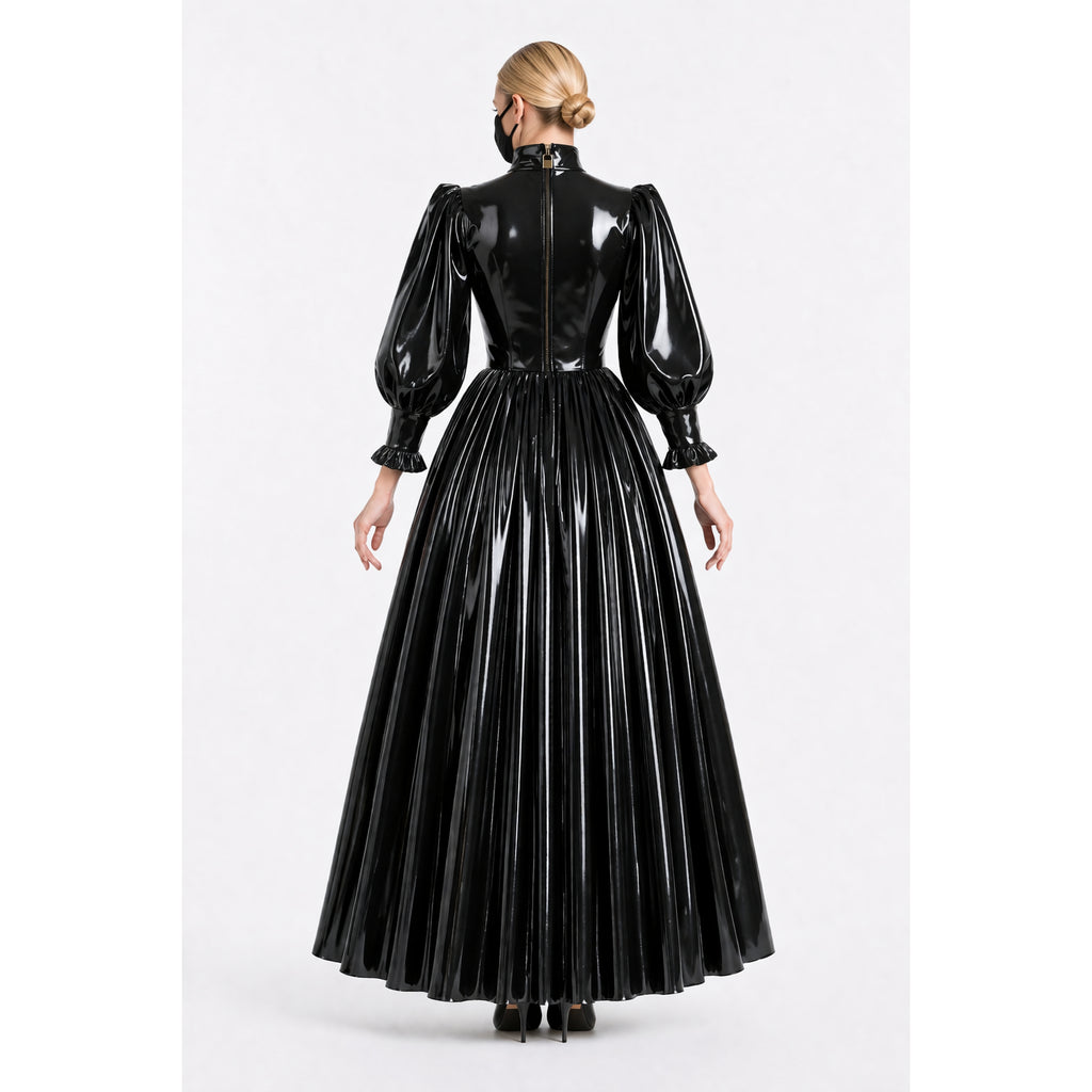 Robe noire moulante en PVC G4119