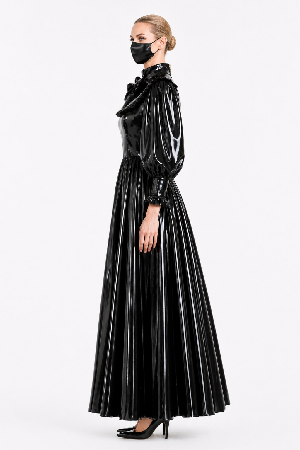 Black Thin PVC Dress G4119