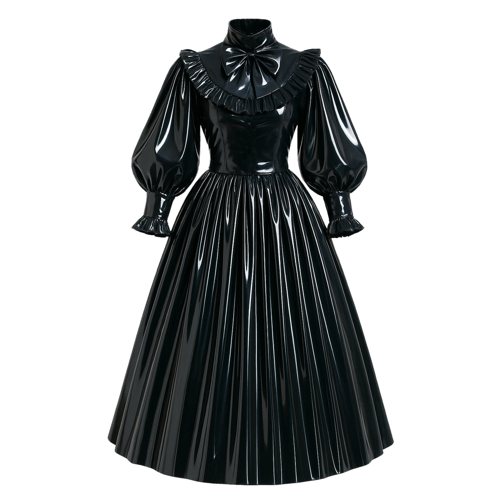 Robe noire moulante en PVC G4119
