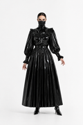 Black Thin PVC Blouse & Skirt Set G4120