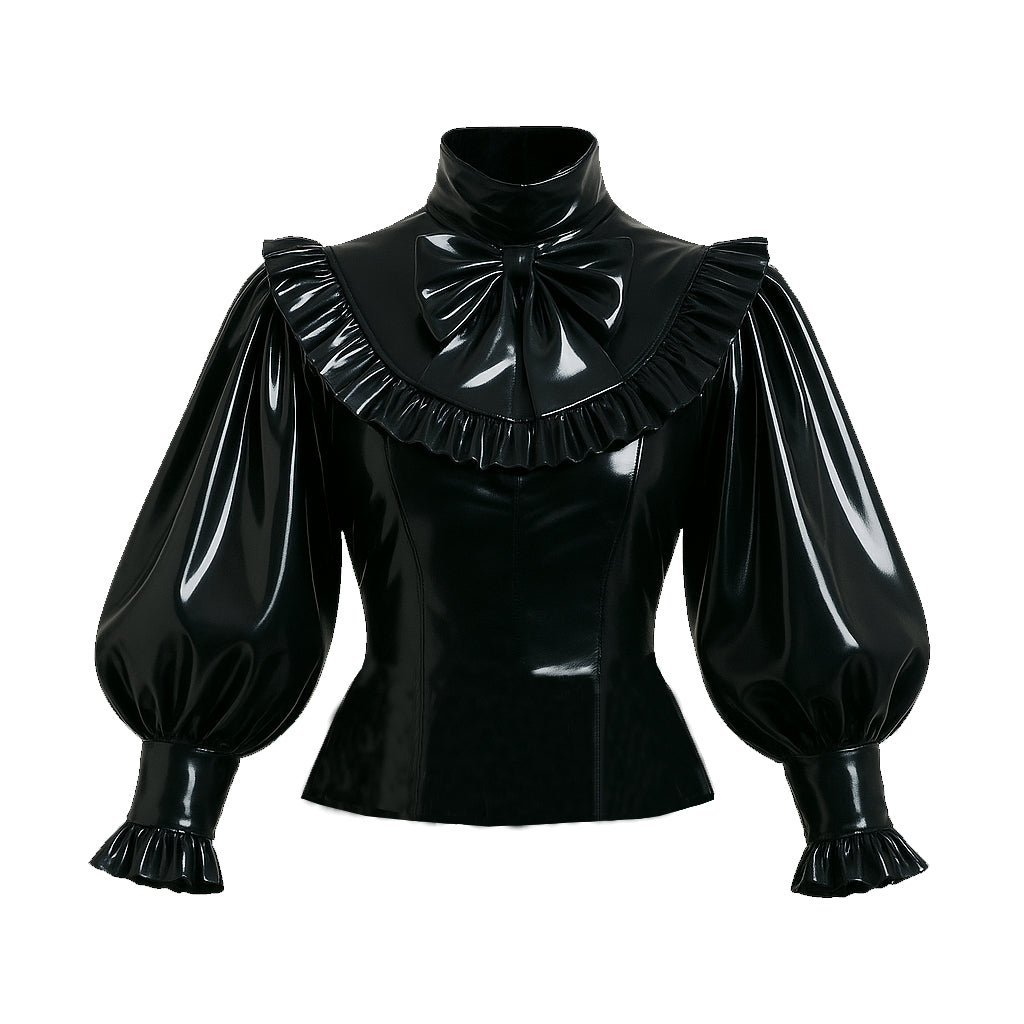 Ensemble Blouse & Jupe Noir Fin PVC G4120