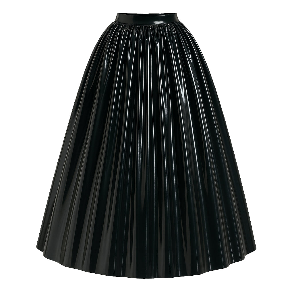 Ensemble Blouse & Jupe Noir Fin PVC G4120