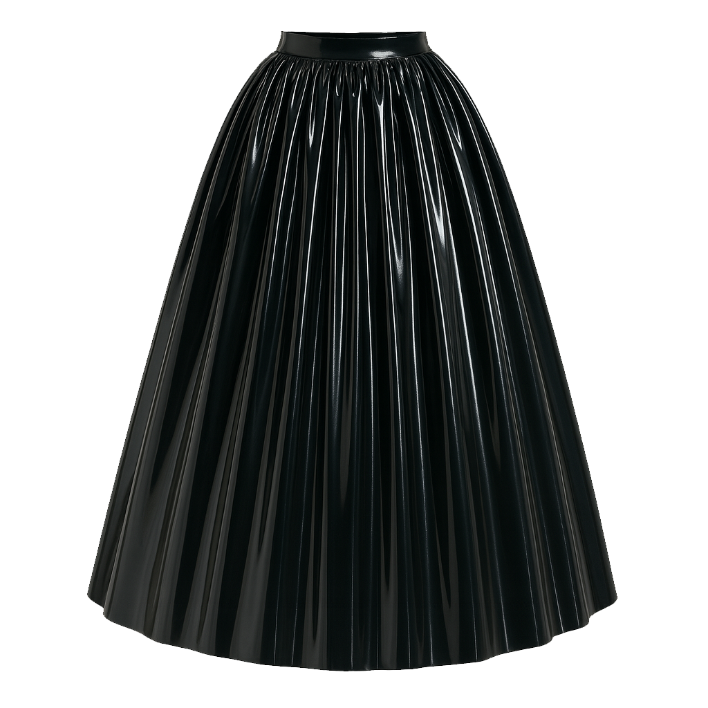Schwarze dünne PVC-Bluse & Rock Set G4120