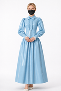 Baby Blue Thin PVC Blouse & Skirt Set G4121