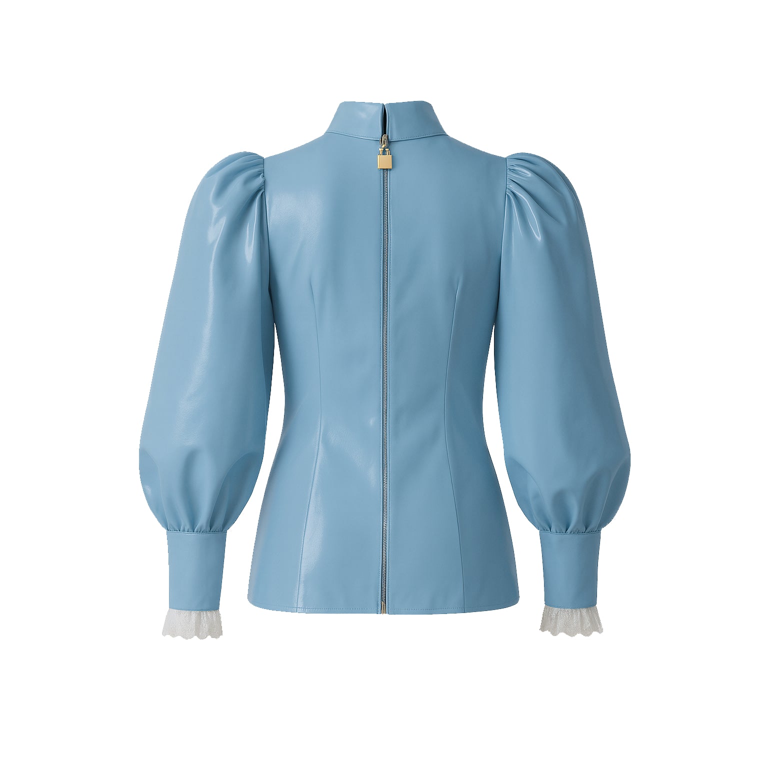 Baby Blue Thin PVC Blouse & Skirt Set G4121