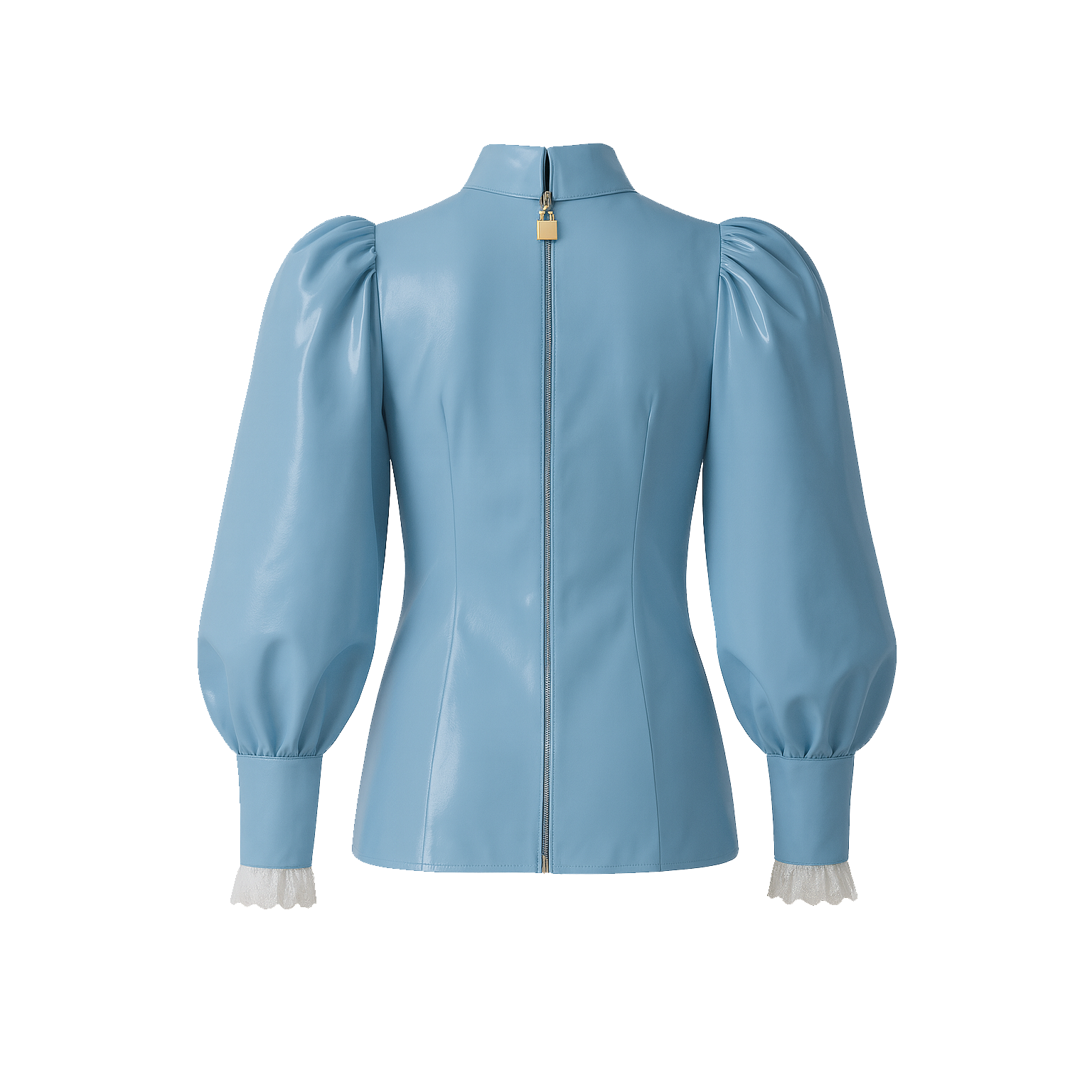 Baby Blue Thin PVC Blouse & Skirt Set G4121
