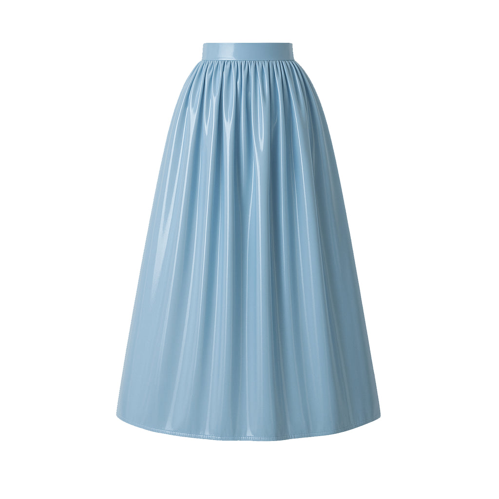 Baby Blue Thin PVC Blouse & Skirt Set G4121