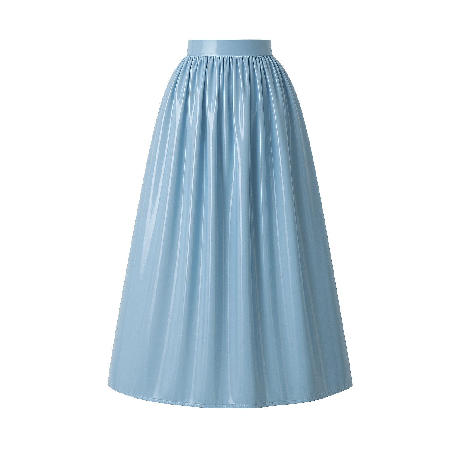 Baby Blue Thin PVC Blouse & Skirt Set G4121