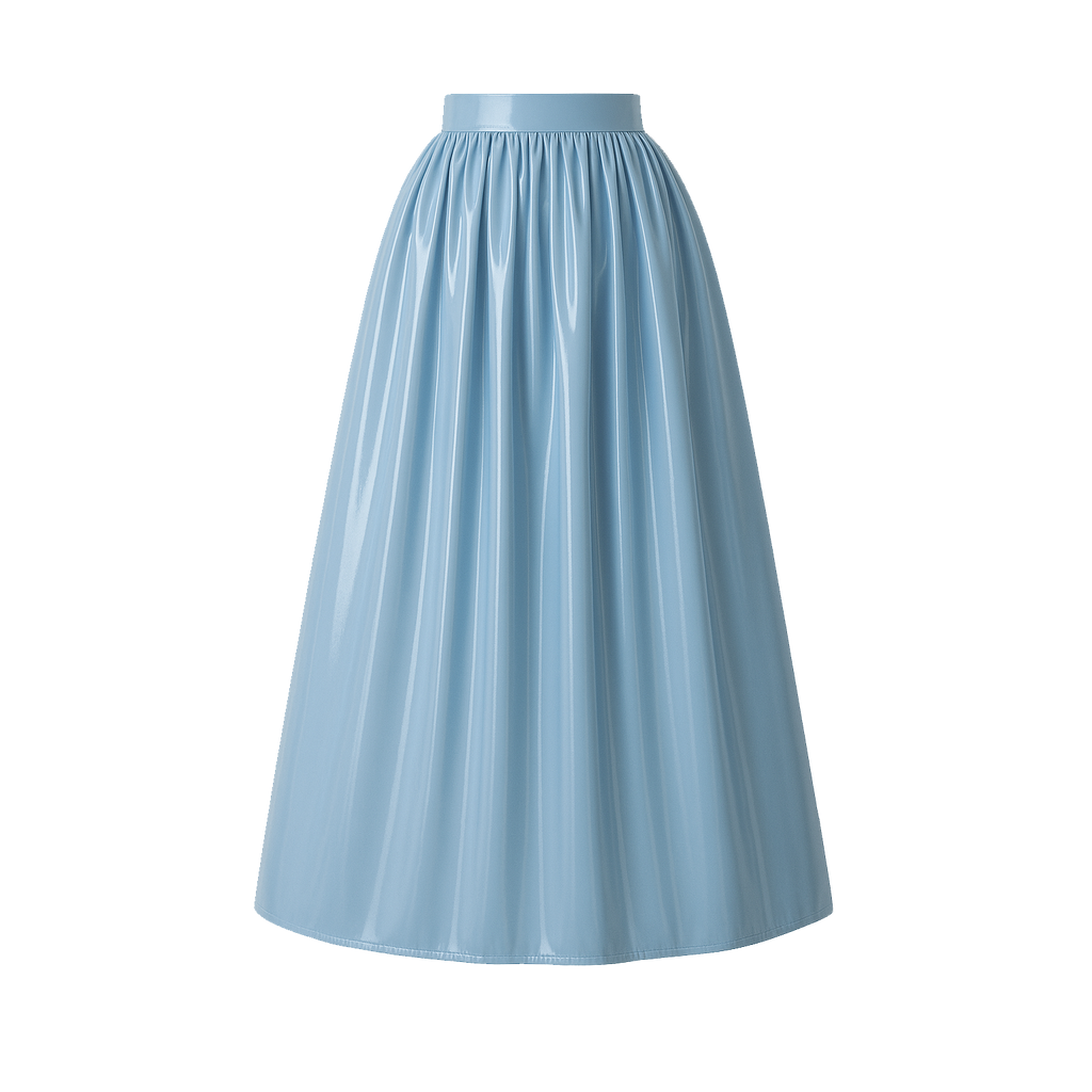 Baby Blue Thin PVC Blouse & Skirt Set G4121