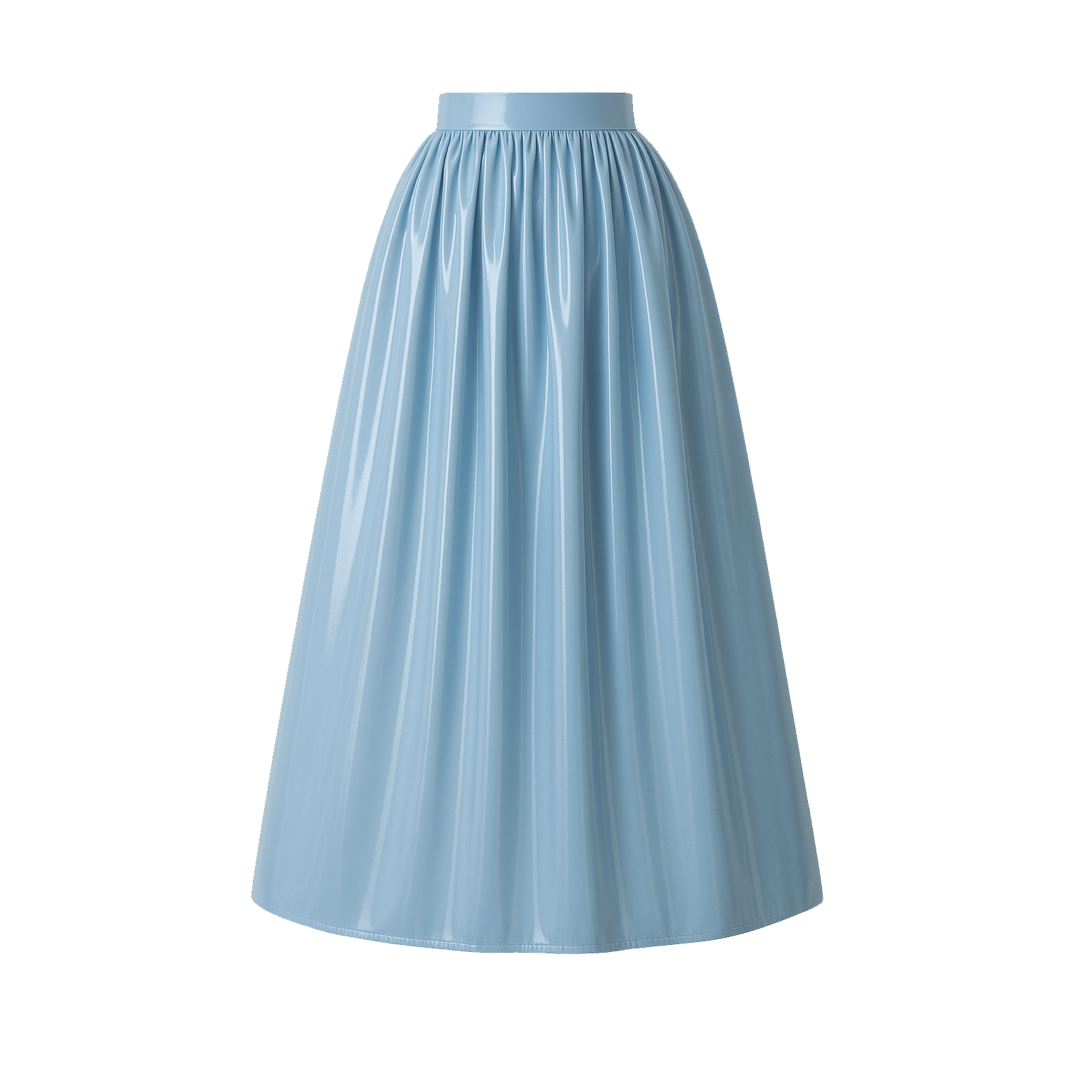 Baby Blue Thin PVC Blouse & Skirt Set G4121