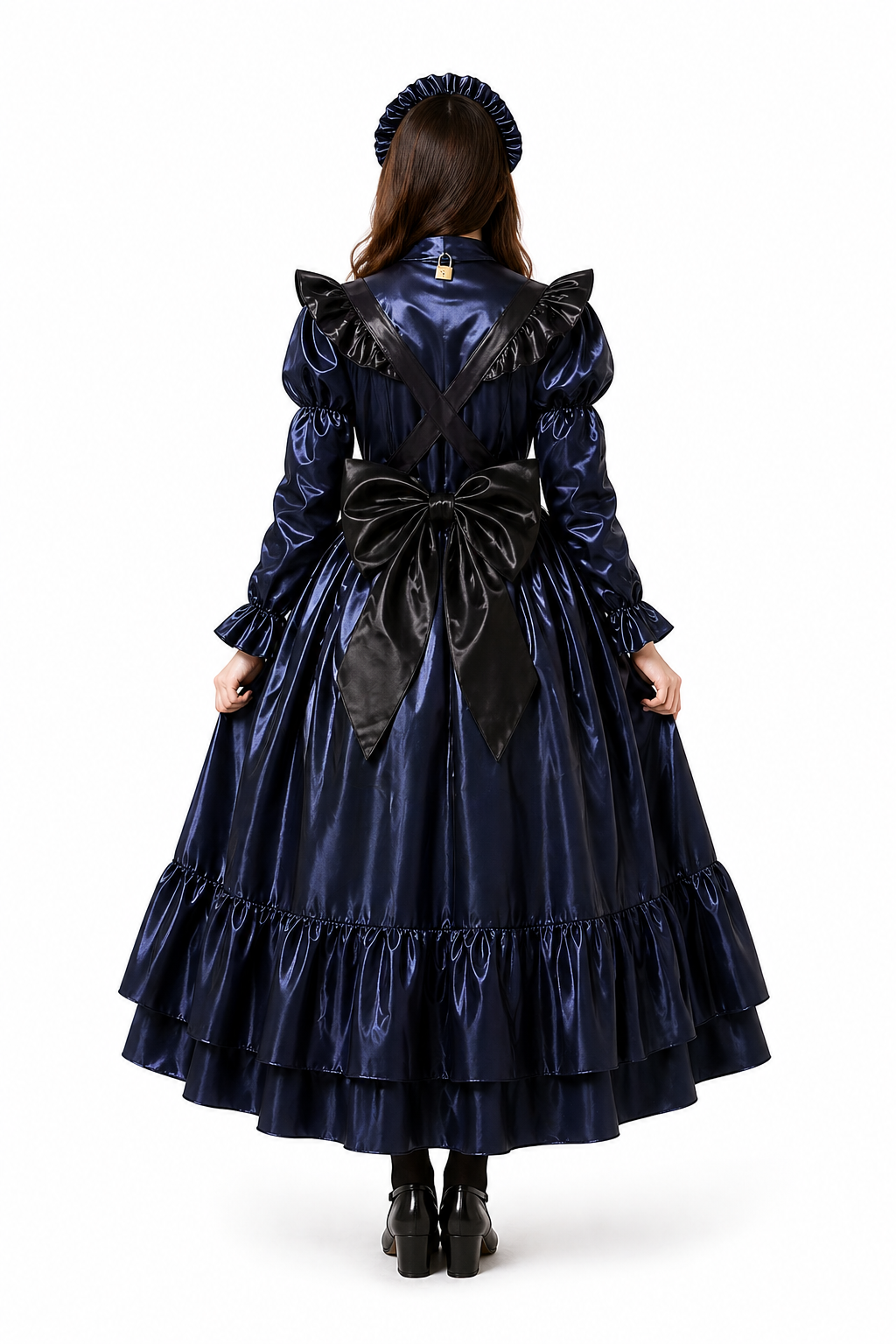 Navy Blue Satin Dress G4122