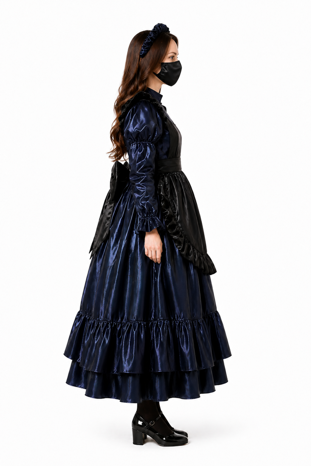 Navy Blue Satin Dress G4122