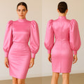 Pink Satin Blouse & Skirt Set G4124