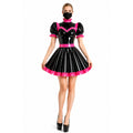 Ensemble Blouse et Jupe Noires Fines en PVC G4125