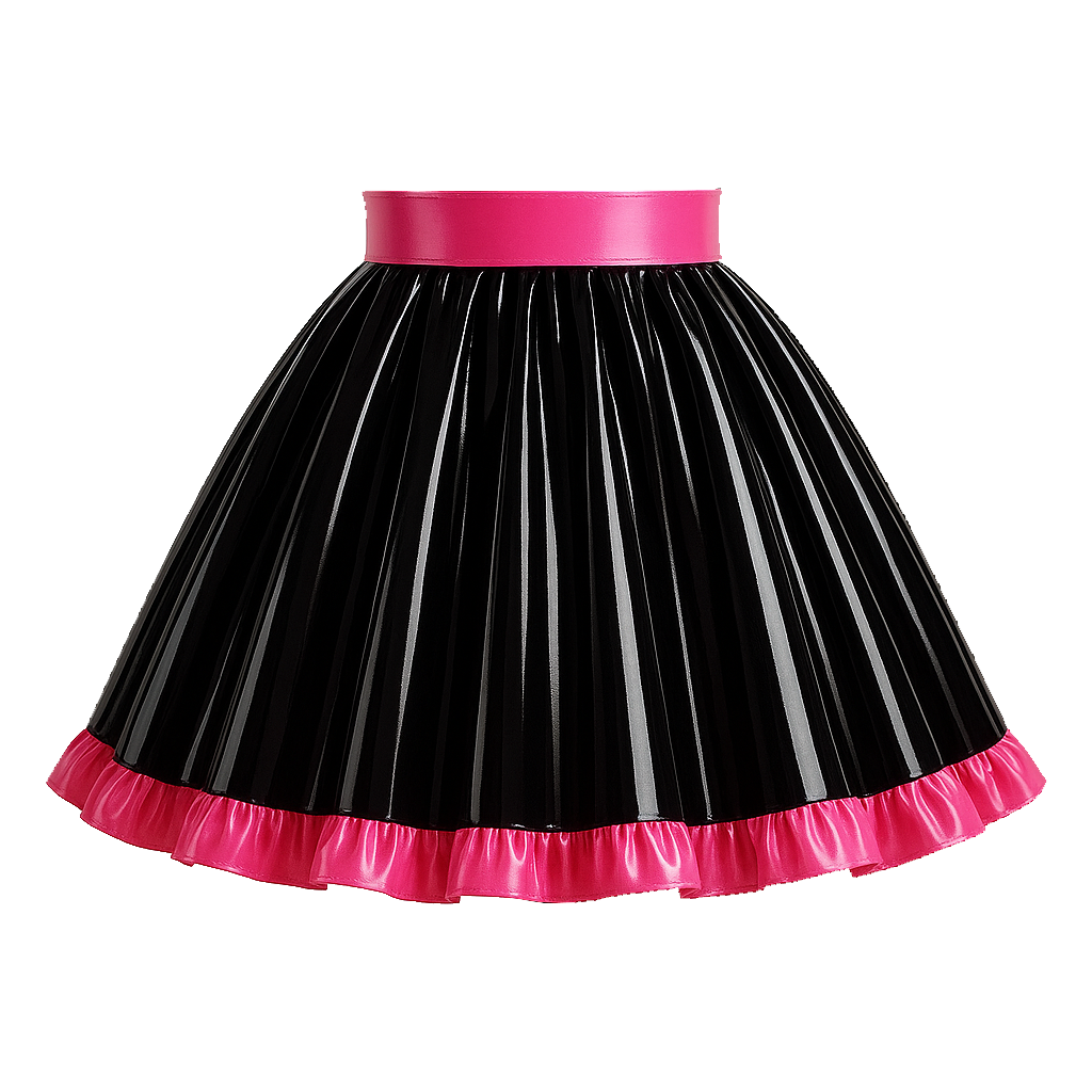 Schwarzes dünnes PVC Blusen- & Rock-Set G4125