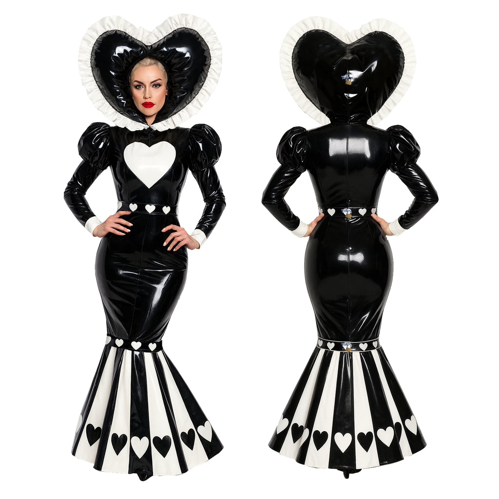 Robe à capuche cœur en PVC noir fin G4127
