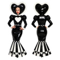 Robe à capuche cœur en PVC noir fin G4127