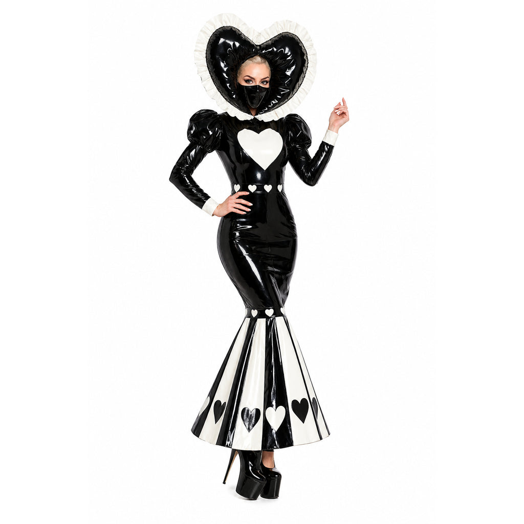 Robe à capuche cœur en PVC noir fin G4127