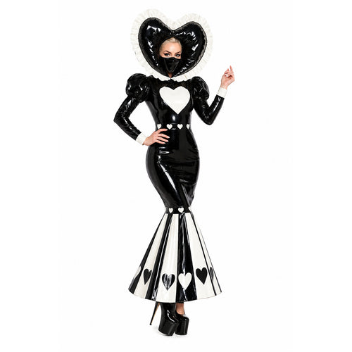 Black Thin PVC Heart Hood sissy Dress G4127