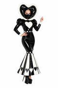 Schwarzes, dünnes PVC-Herz-Kapuzenkleid G4127