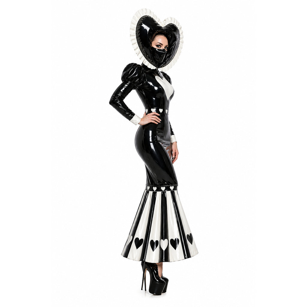 Robe à capuche cœur en PVC noir fin G4127