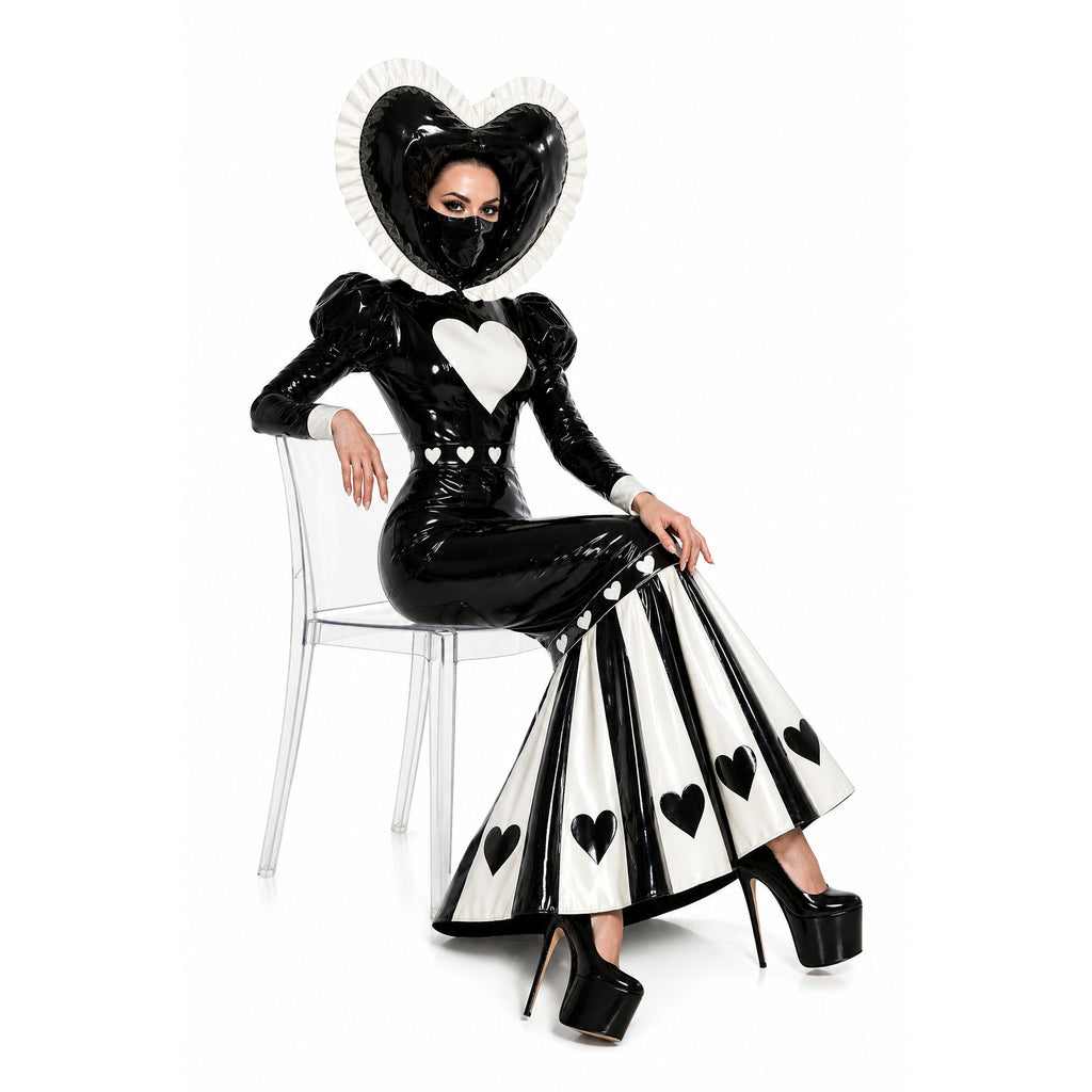 Robe à capuche cœur en PVC noir fin G4127