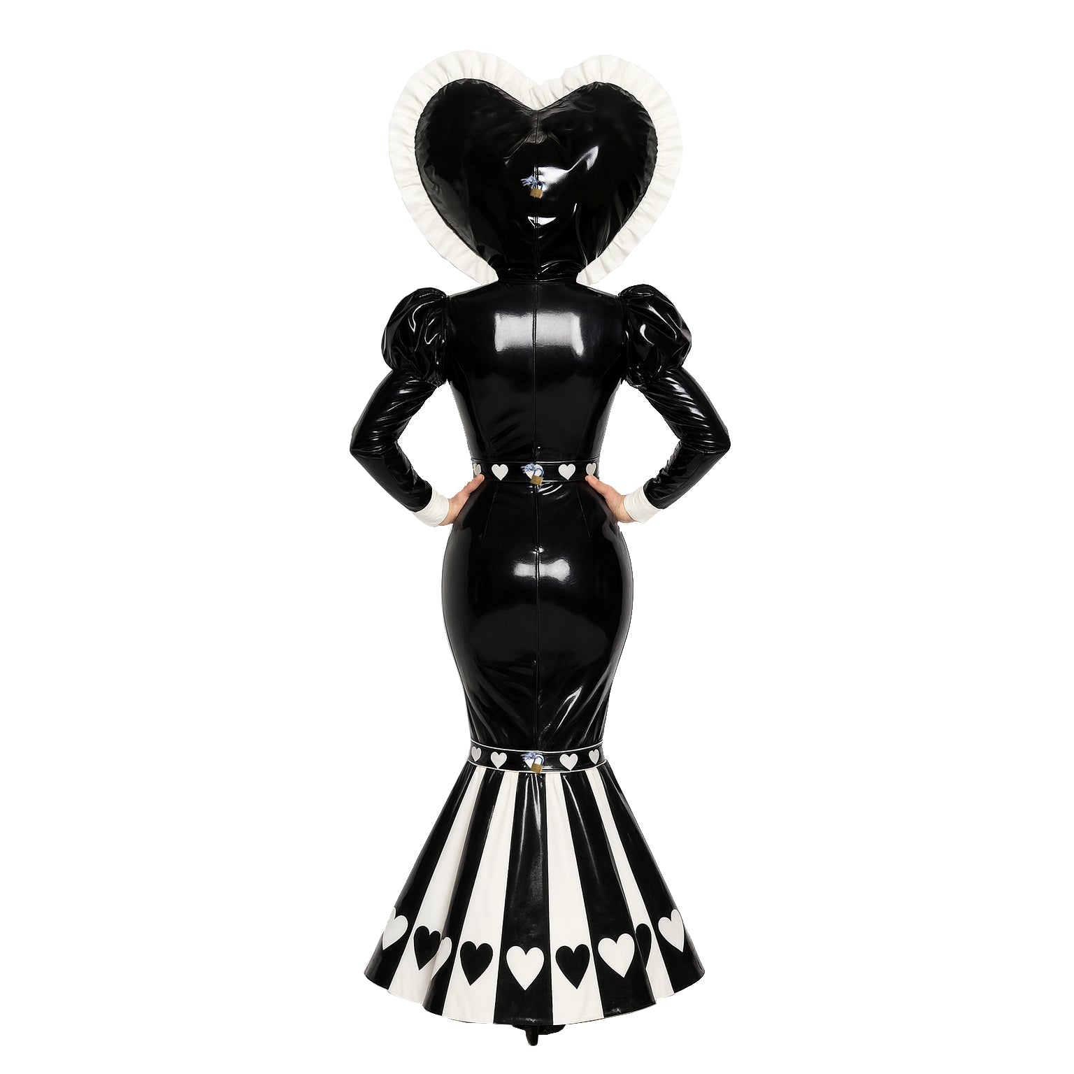 Robe à capuche cœur en PVC noir fin G4127
