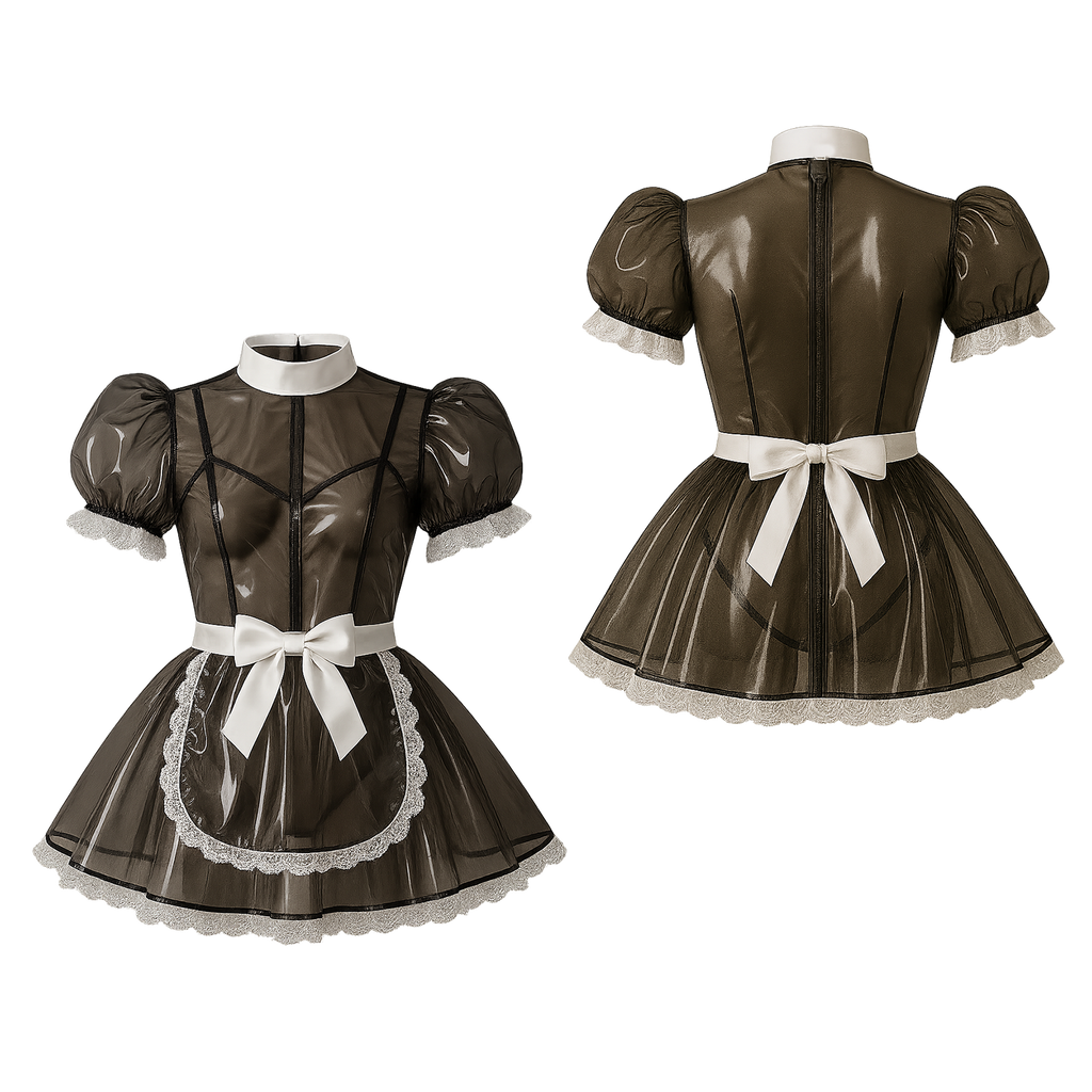 Robe en PVC transparent noir G4128