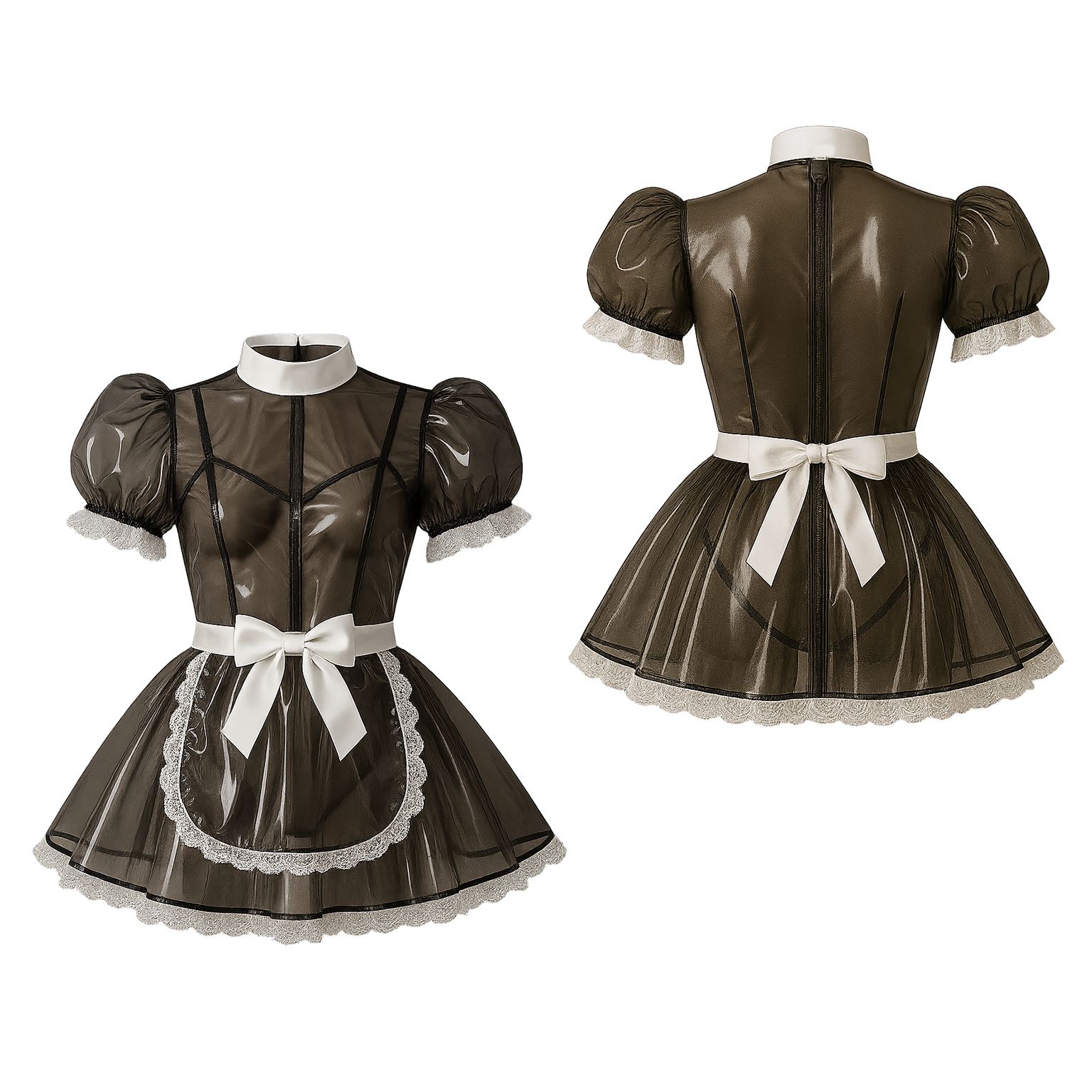 Schwarzes transparentes PVC-Kleid G4128