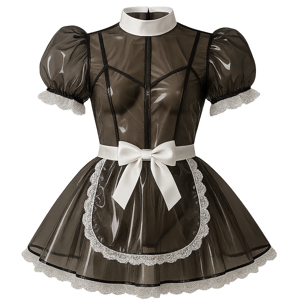 Robe en PVC transparent noir G4128