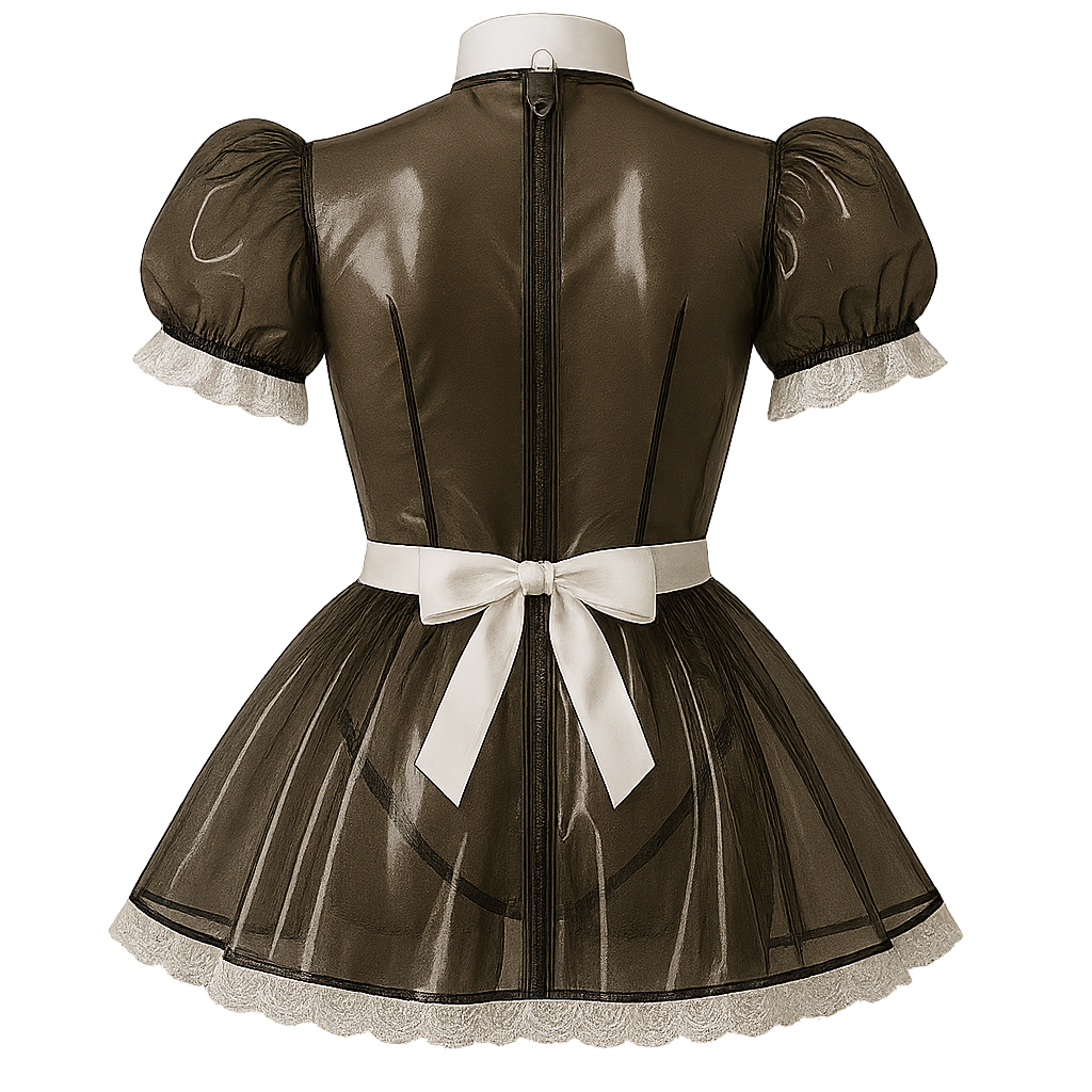 Robe en PVC transparent noir G4128