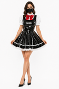 Schwarz-weißes, dünnes PVC-Kleid G4129