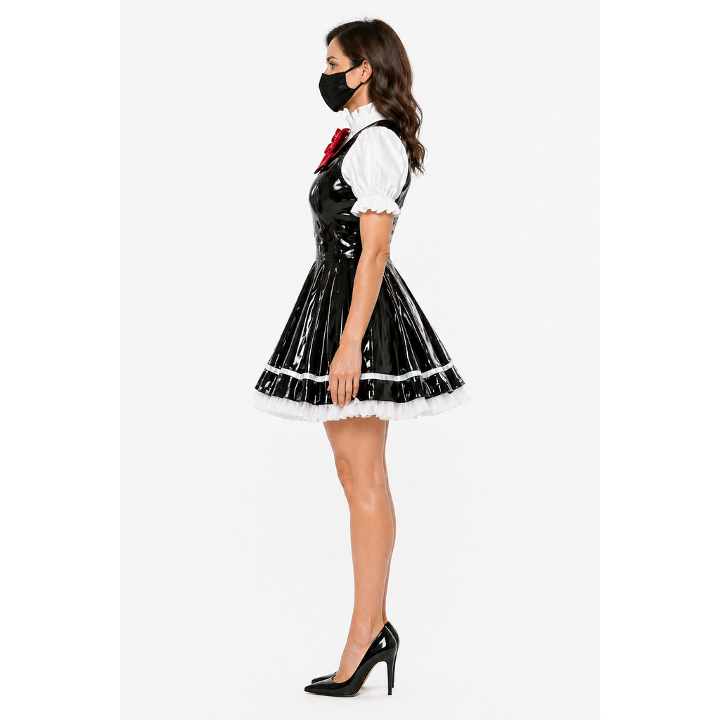 Black White Thin PVC Dress G4129