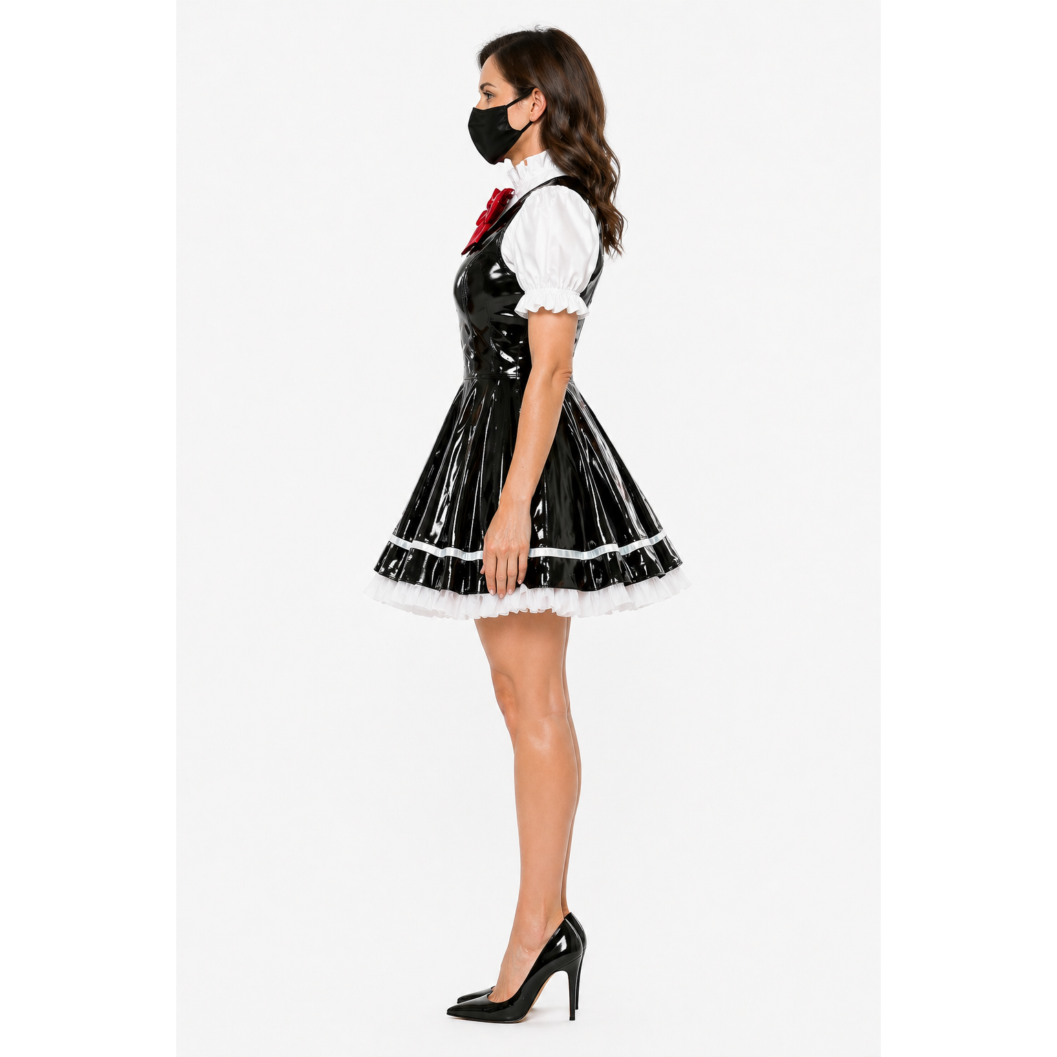 Black White Thin PVC Dress G4129