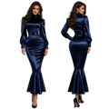 Royal Blue Satin Blouse & Skirt Set G4131