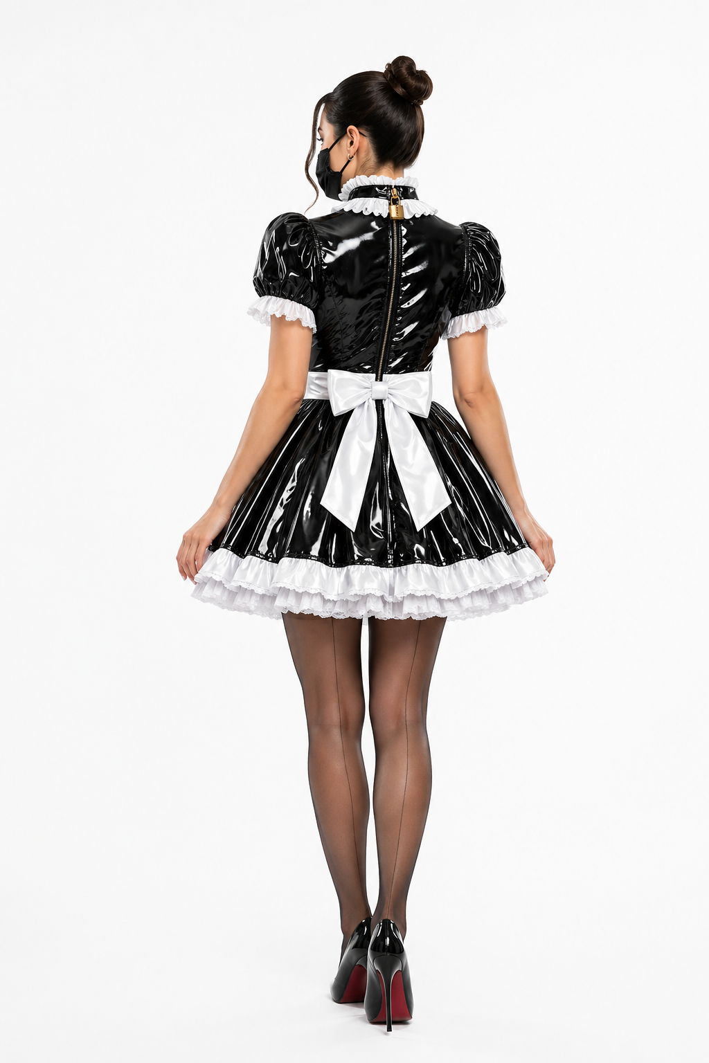 Schwarzes schweres PVC-Kleid G4133