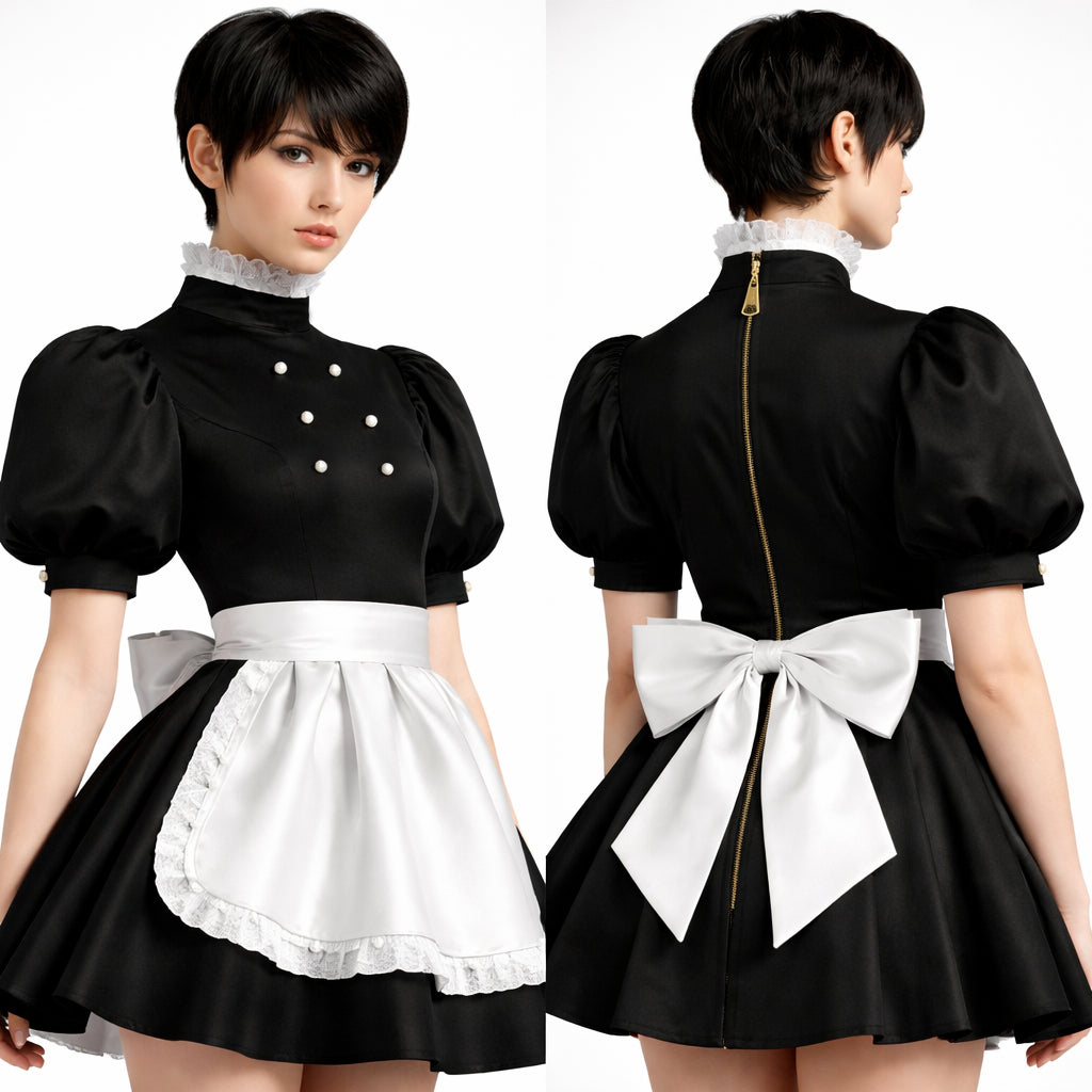 blakc satin dress G4137
