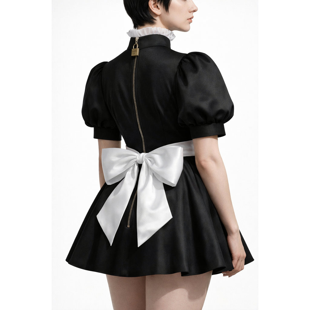 blakc satin dress G4137