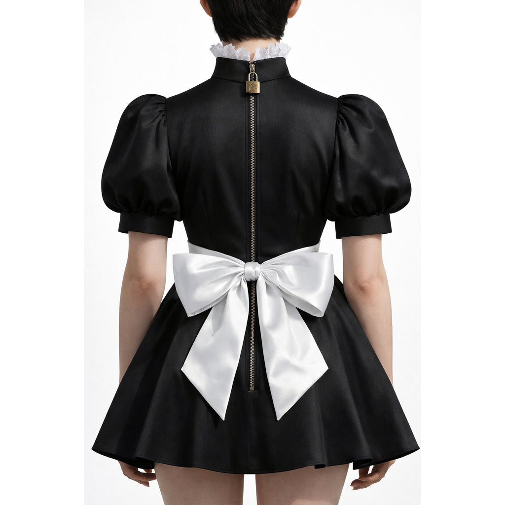 blakc satin dress G4137