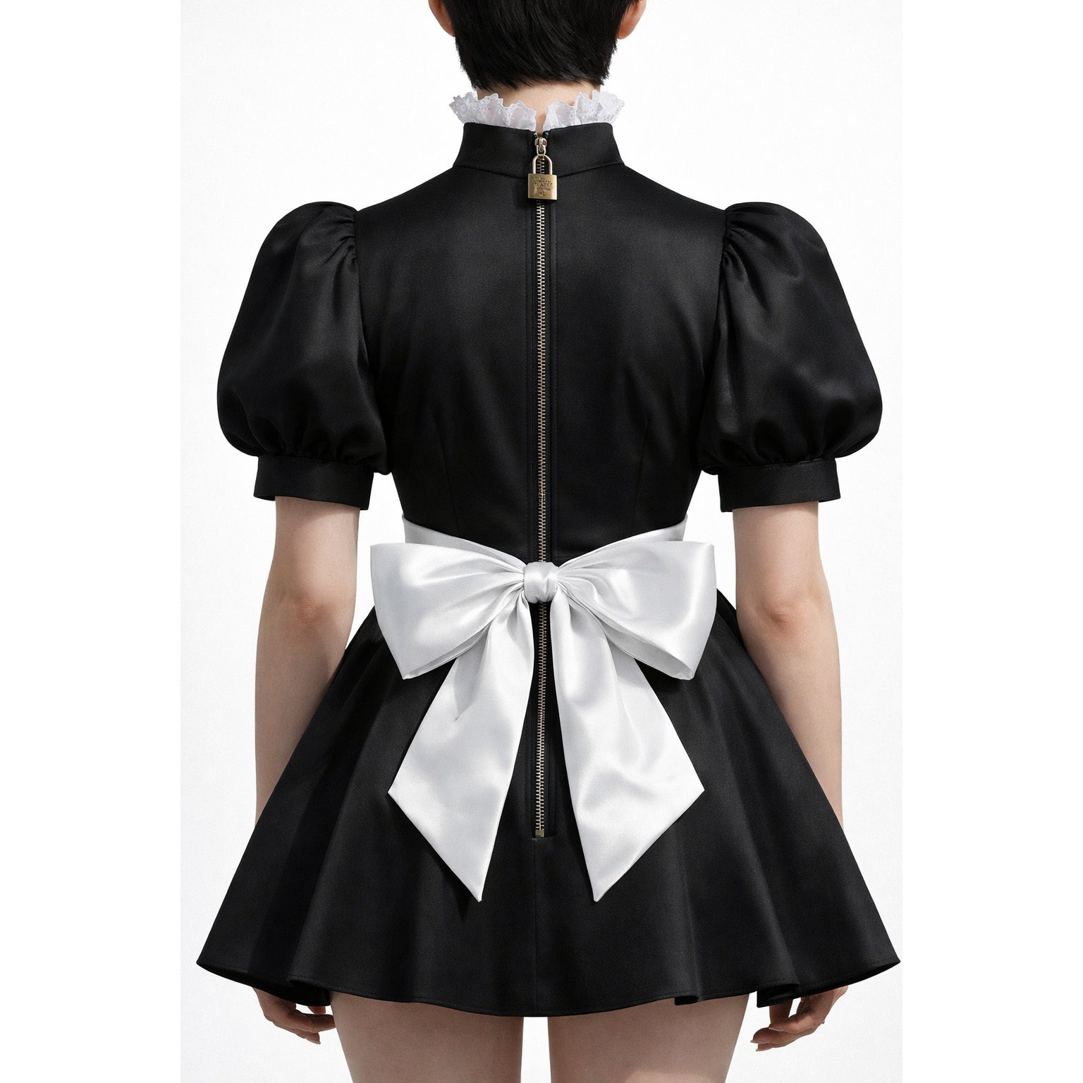 blakc satin dress G4137