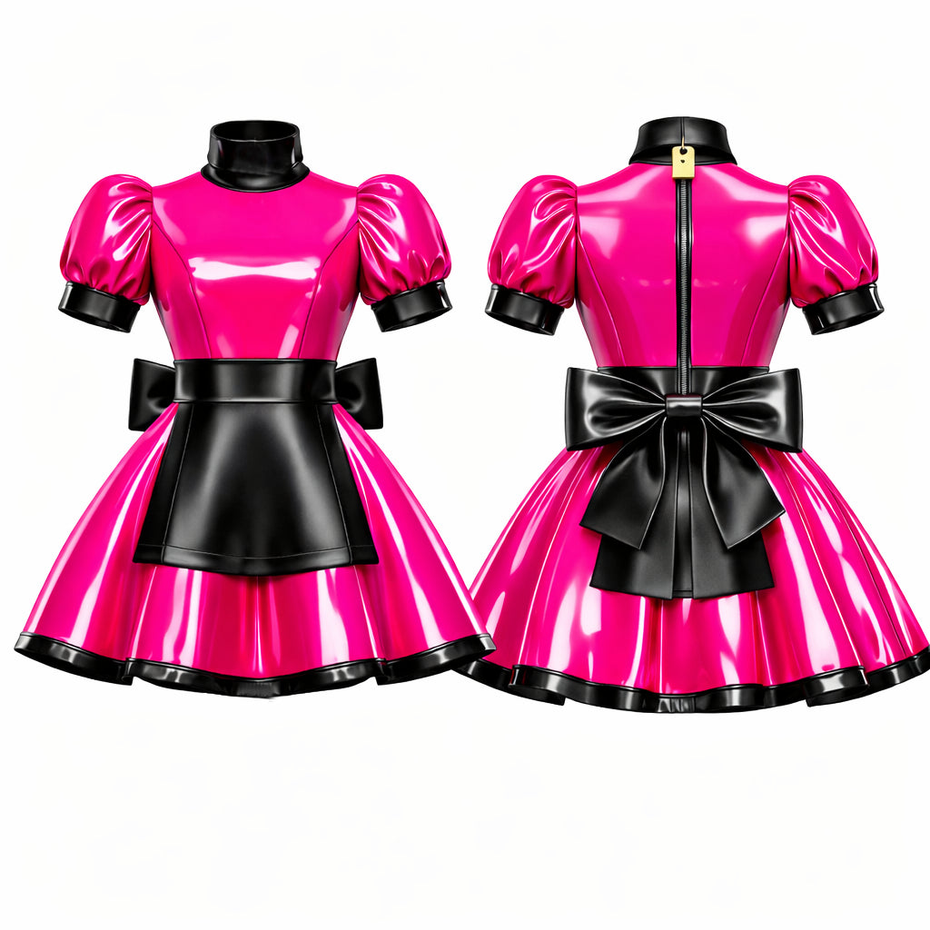 hot pink thin pvc dress G4138