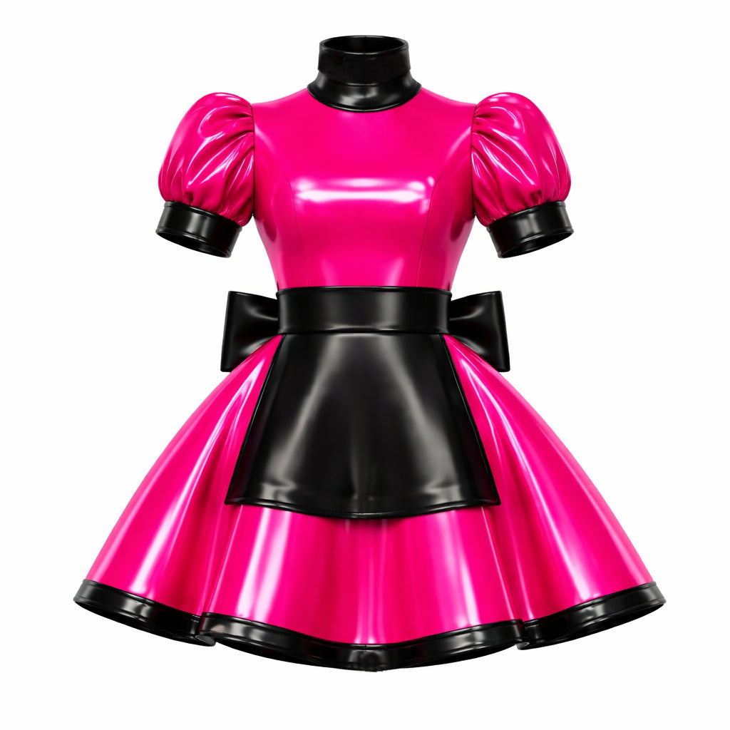 hot pink thin pvc dress G4138