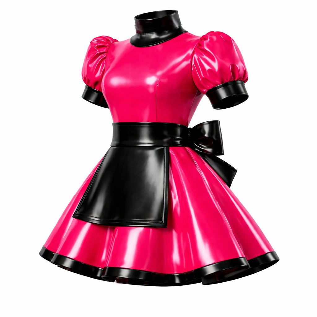 hot pink thin pvc dress G4138