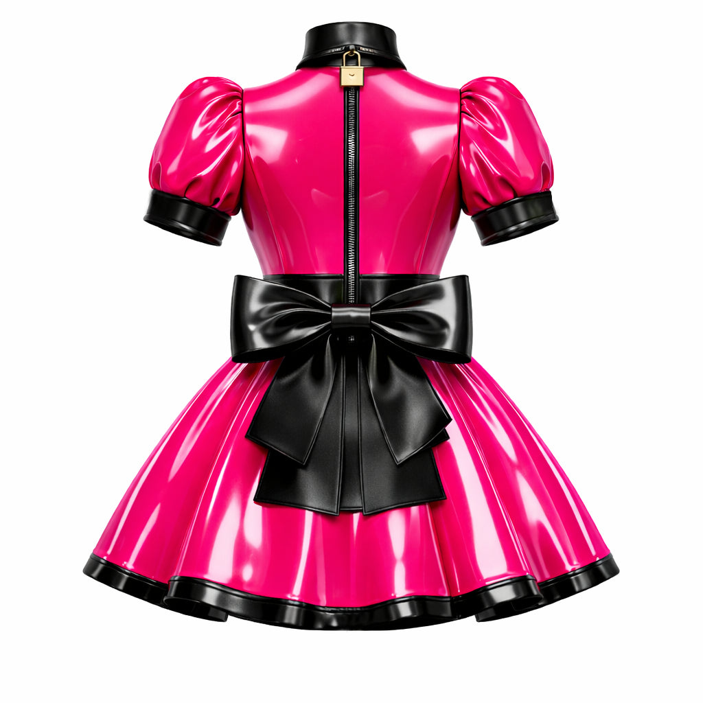 hot pink thin pvc dress G4138